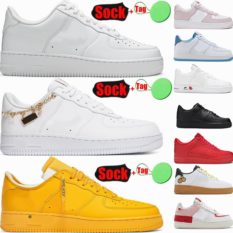 

Classic Low One Running Shoes For Mens Womens Triple Black White 07 Flats Leather Sneakers MCA Rose Lucky Charms Shadow University Blue Runner Sports Trainers, 36