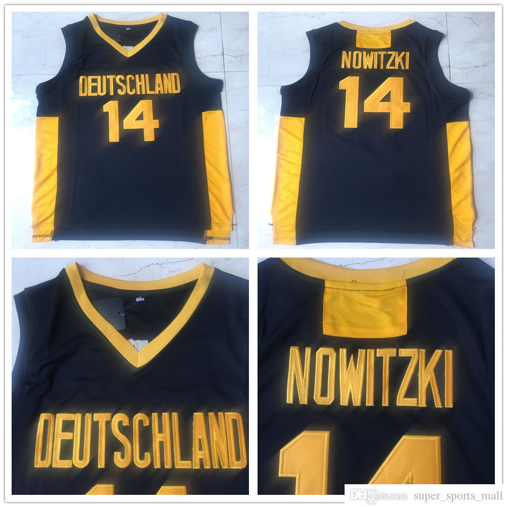 

Stitched NCAA Mens Vintage Dirk 14 Nowitzki Basketball Jerseys College Deutschland Team GERMANY Jerseys Home Jersey Stitched Shirts -2XL, Black