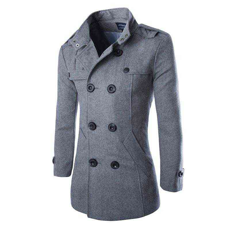 

Men's Wool & Blends Fashion Men Clothing Woolen Jacket Coats Winter Coat Mid-Long Trench Thickening T220810, Black