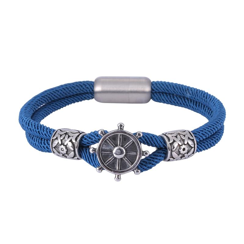 

Charm Bracelets Navy Style Mixing Knot Milan Rope Stainless Steel Magnet Buckle Outdoor Compass Men Jewelry Pulseras BB1159