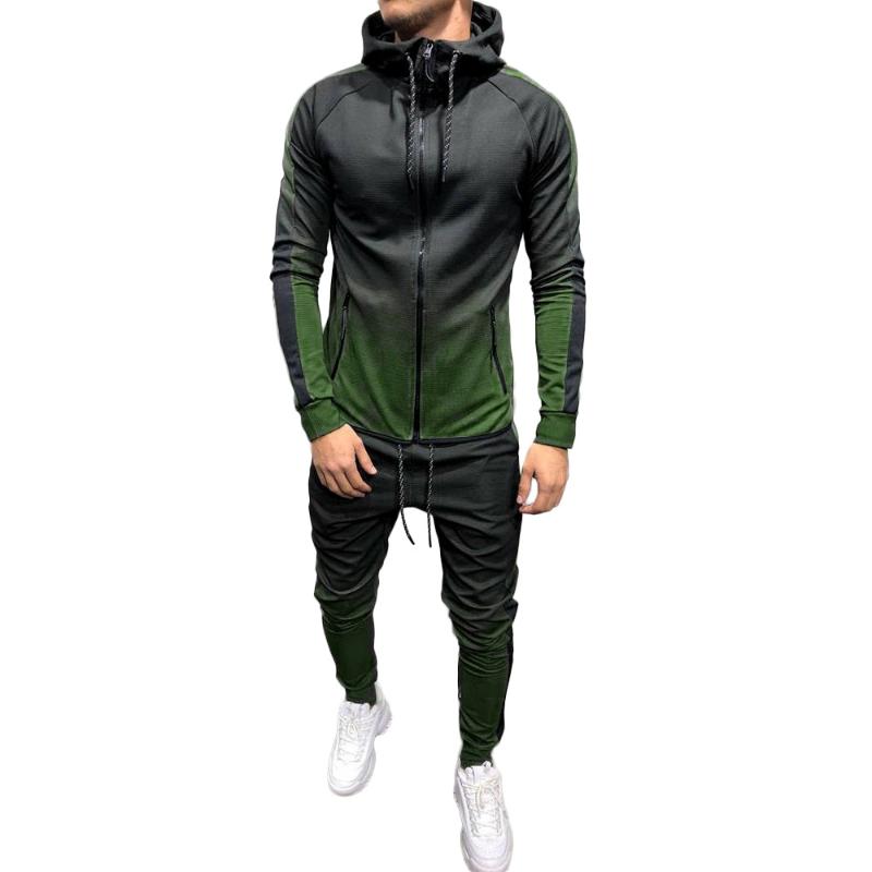 

Men's Hoodies & Sweatshirts Mens Autumn Winter Packwork Print Sweatshirt Top Pants Sets Sport Suit Tracksuit Indoor Boy SlipperMen's, Red-3