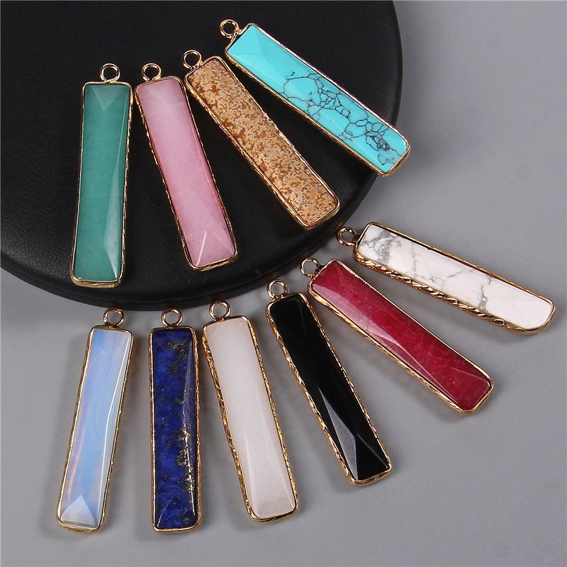 

Pendant Necklaces Fashion Natural Quartz Agates Stone Strip Chips Charm For Jewelry Making Diy Earring Necklace Accessories 10 44mm 2pcsPend