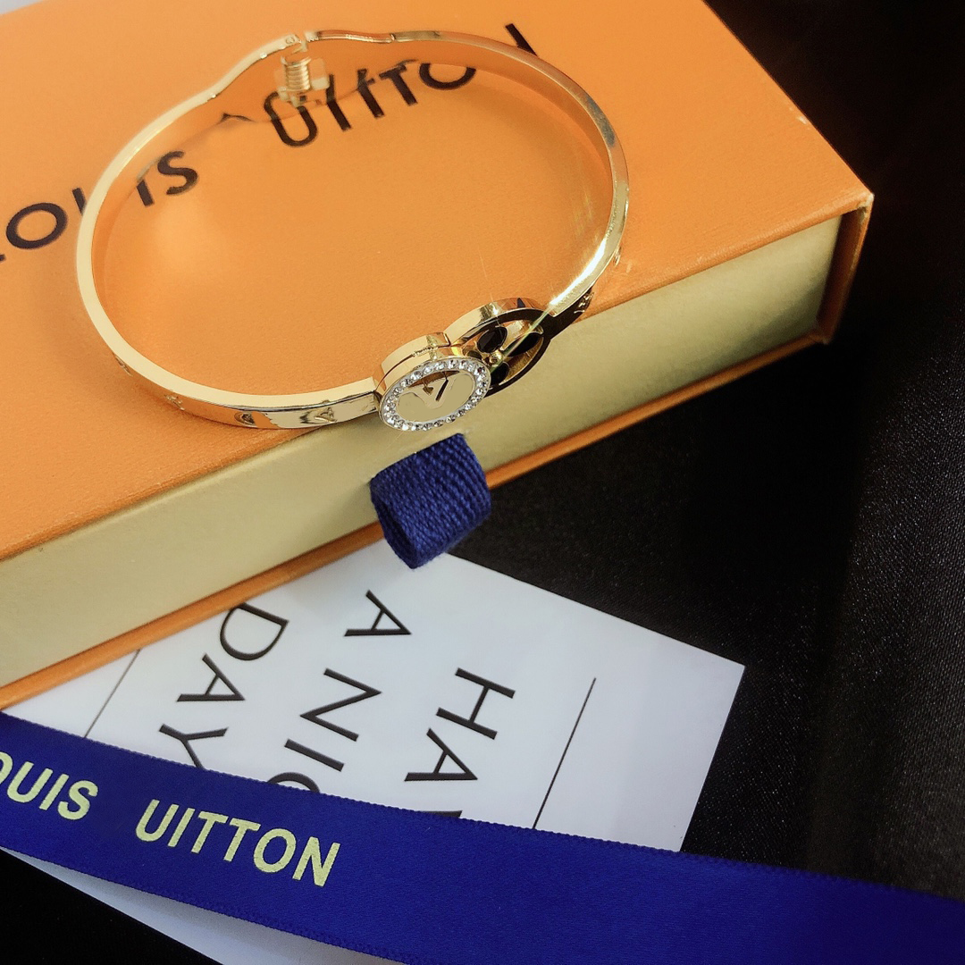 

18K Gold Plated Top Sell Stainless Steel Bangle Bracelet Simple Crystal Designer Lucky Letter Women Wedding Bracelets Bangles Gift Jewelry S131