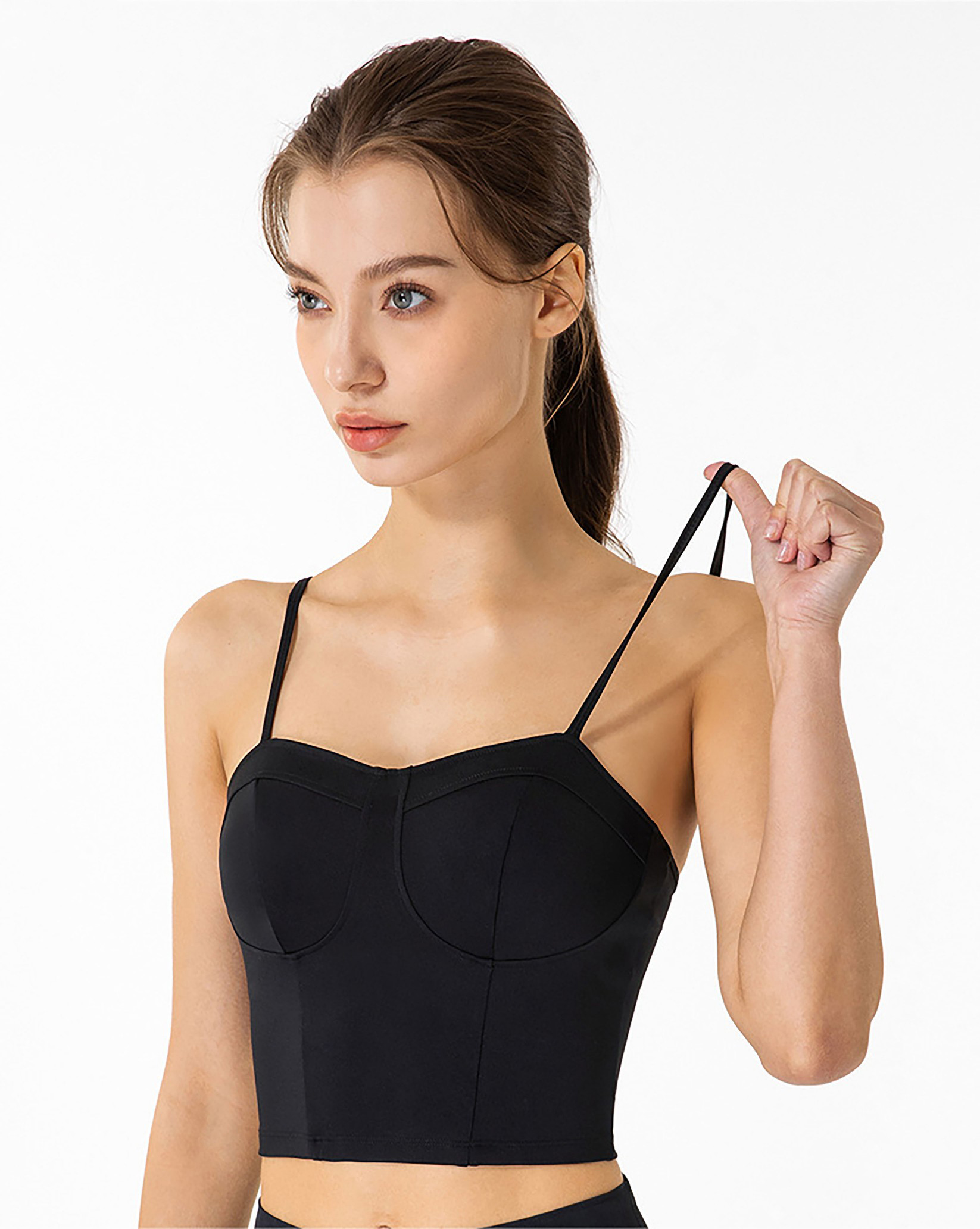 

Lu yoga sexy sports underwear women adjustable thin shoulder straps beautiful breasts beautiful back running fitness bra-DS190 shaping Yoga Outfits With brand logo, Black