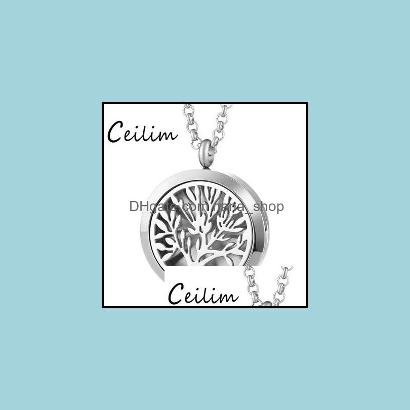

Pendant Necklaces Pendants Jewelry 316L Stainless Steel Per Aroma Locket 30Mm Necklace Magnetic Tree Of Life Lotus Mom Love Charm Without