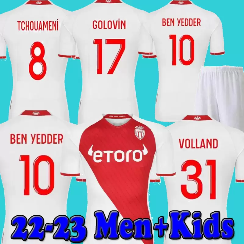 

New 2022 2023 AS MONACO SOCCER JERSEYS home BEN YEDDER Volland Boadu JEAN LUCAS maillots Diop 22 23 Henrique B.BADIASHILE FABREAGS GOLOVIN men kids FOOTBALL SHIRTS, 21 22 away black 1 patch