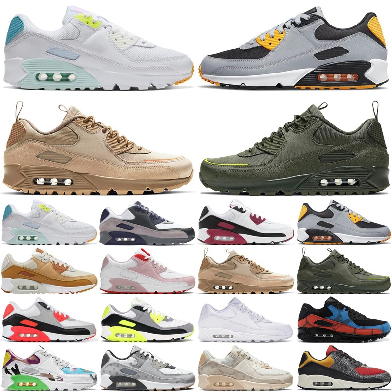 90 90S HOMMES FEMMES Airmax Chaussures de course Michigan Radiant Air Red Pastel Mens Trainers Max Sports Sneakers Runners Taille 36-45