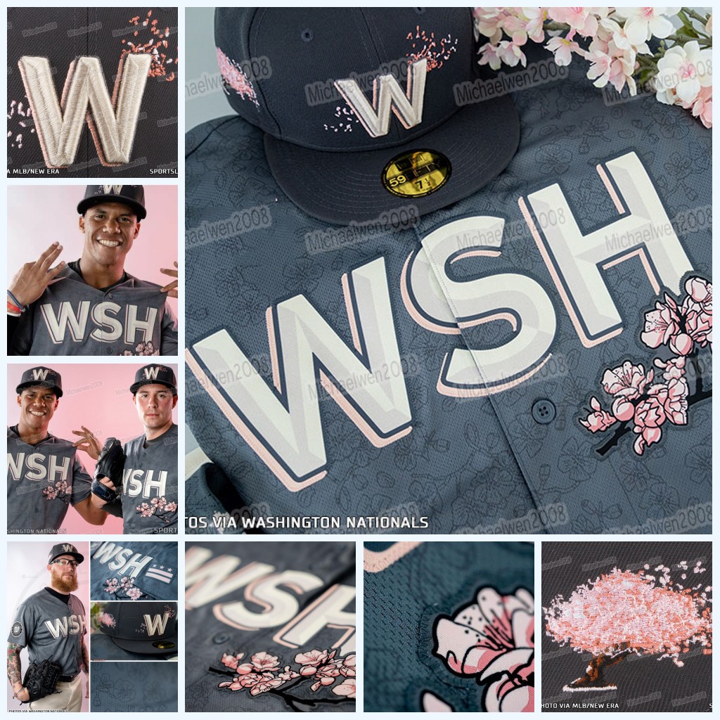 

22 Juan Soto Washington Jersey 2022 Cherry Blossom City Connect Nationals Nelson Cruz Darren Baker Riley Adams Gerardo Parra Escobar Josh Bell Robles Austin Voth, Men cool base