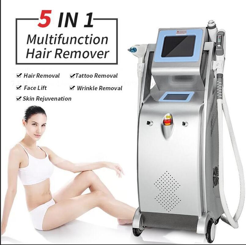 High quality 5 in 1 IPL lazer RF face lifting Laser OPT tattoo acne pigment wrinkle vascular remove skin rejuvenation machine
