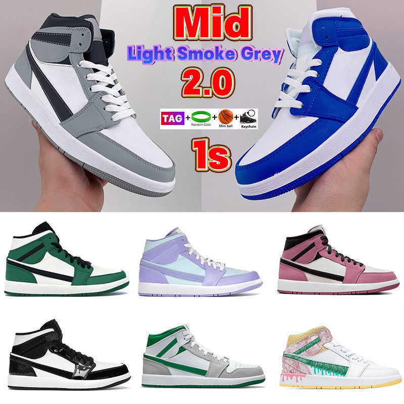 

High quality Basketball Shoes 1 1s Mid Light smoke grey Kentucky Blue Pine Green Berry pink Barely Rose Mens Womens Chicago Signal Trainers, No.49- shoe box