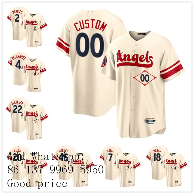 

Custom Men women youth Los Angeles''Angels''4 Andrew Velazquez 6 Anthony Rendon 23 Archie Bradley City Connect Special Edition Cream Stitched Jersey