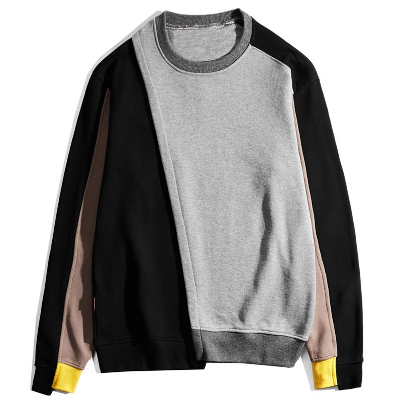 

Men' Hoodies & Sweatshirts Color Clock Patchwork Mens Harajuku Streetwear Hip Hop Casual Cotton Male Pullover Fashion Long SleeveMen, One