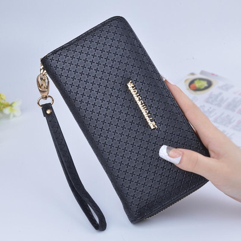 

Ladies Zipper Purse Large Capacity Practical Hand Wallet Woman Pu Leather Fashion Female Long Section Women, Red