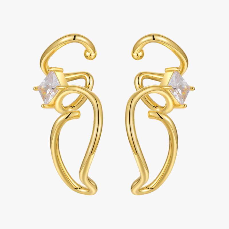 

Clip-on & Screw Back ENFASHION Irregular Earring With Zircon Gold Color For Women Fashion Jewelry Ear Cuff Without Piercing Pendientes E1224