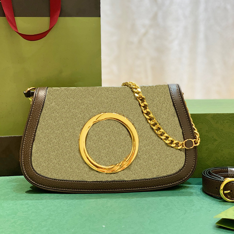 

High Quality Designer Blondie Shoulder Bags Black Real Leather Cross Body Gold Tone Hardware Hasp Round Interlocking Double Letter Handbags, Color 1