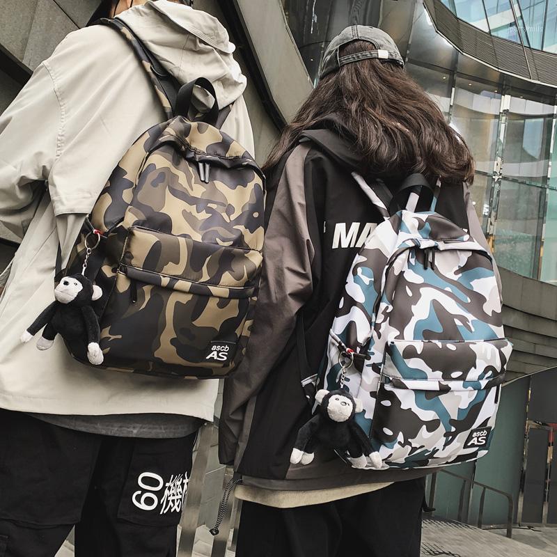 

Backpack Original Brand 2022 Female Campus Middle School Student Schoolbag Korea Contrast Color Fashion, Brown - no pendant