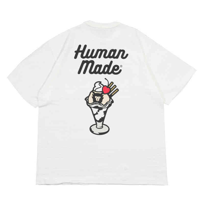 

Human Made 20ss Pocket Embroidery Back Ice Cream Slub Cotton Crew Neck Couple Short Sleeve T-shirtc11, White