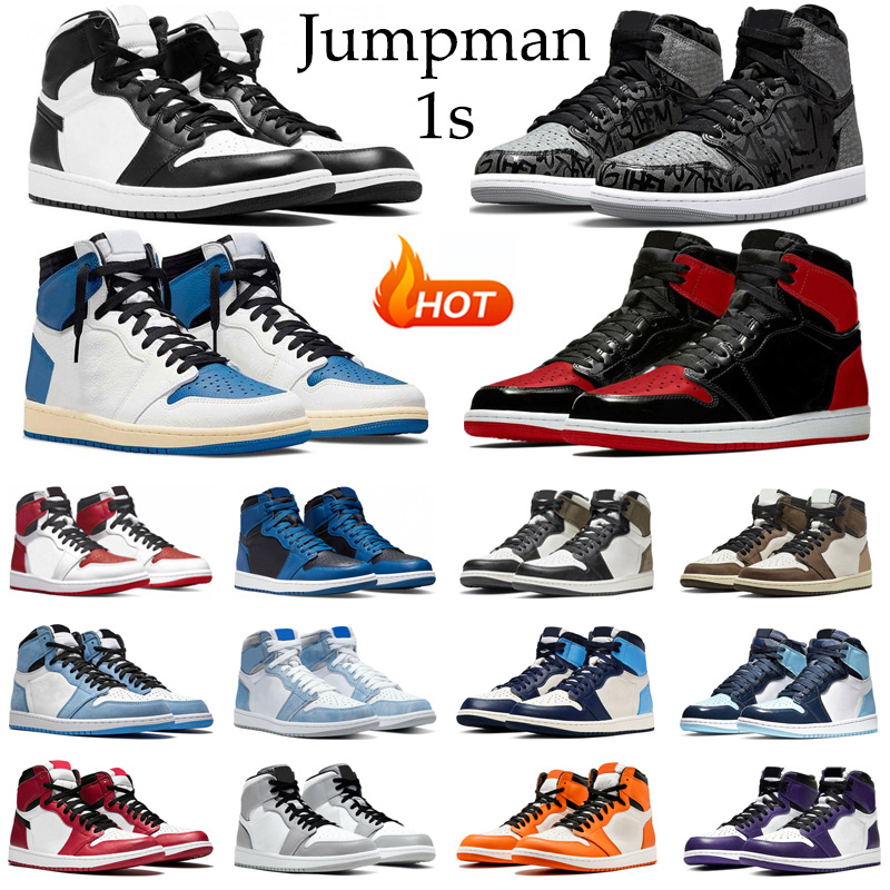 

OG retro Basketball Shoes Jumpman 1 1s Black White Rebellionaire Bred Patent University Blue Dark Mocha Chicago Mens Trainer Sport Sneakers, #20