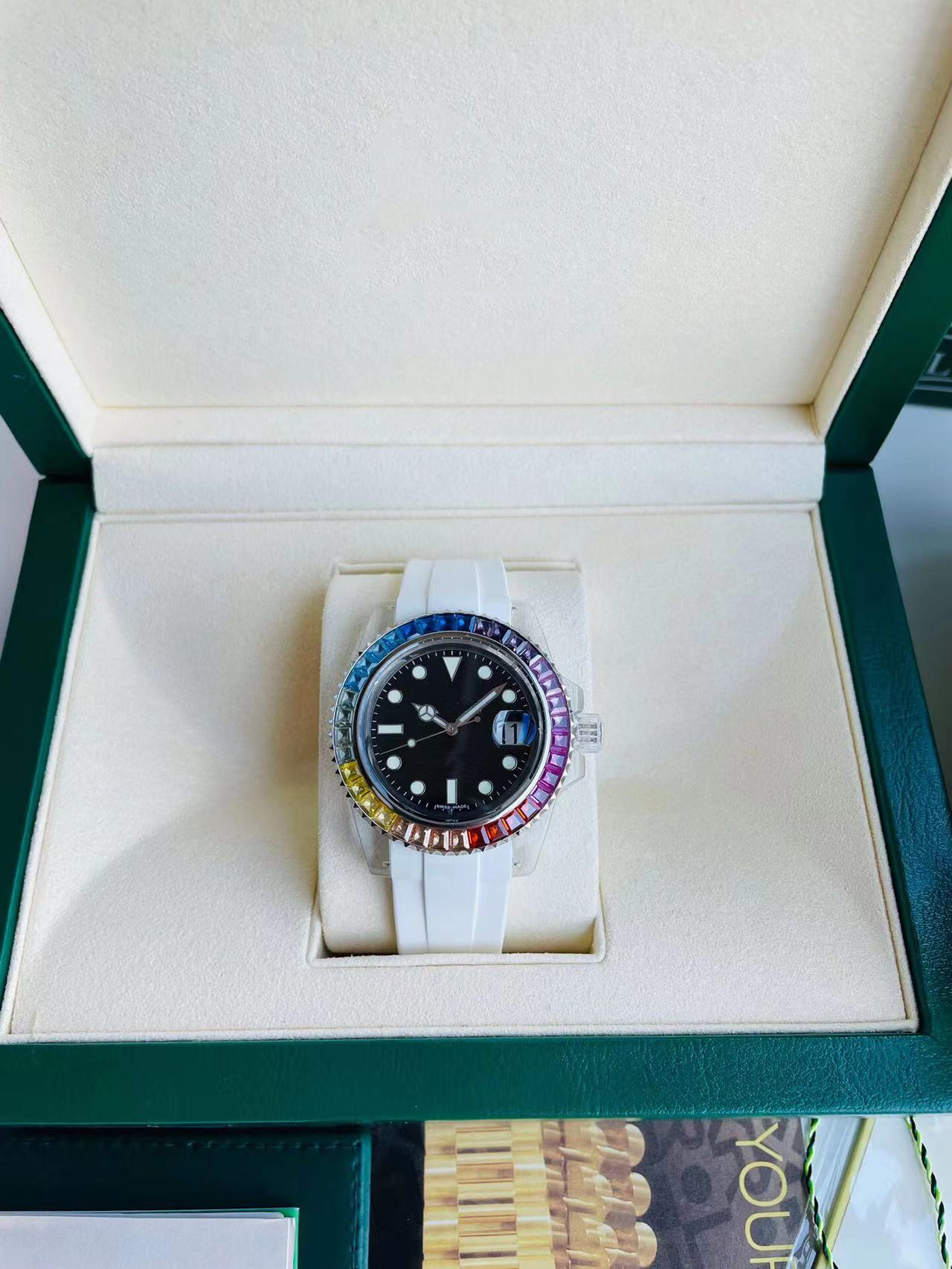 

Top quality men watches Eta2824 automatic chain movement watch 40mm diameter glass crystal shell cover sapphire glass super luminous 1016, Gray