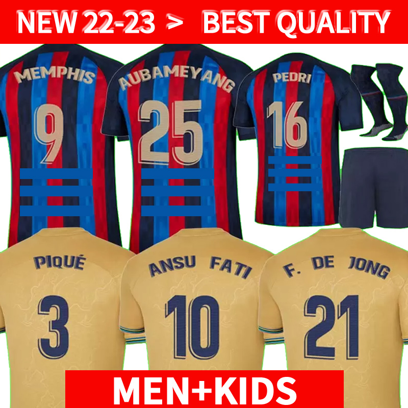 

ANSU FATI Camisetas de football soccer jersey 21 22 23 MEMPHIS PEDRI Kun Aguero ADAMA FERRAN 2021 2022 2023 barcelonas GRIEZMANN F. DE JONG DEST shirt men kids kit TOPs, 2223 home