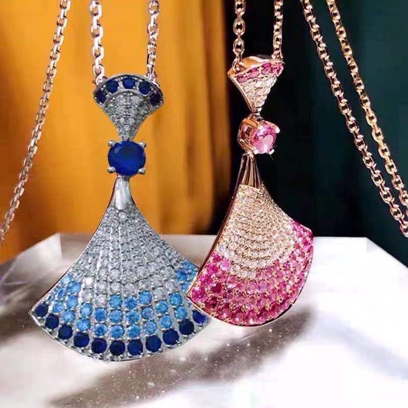 

Fashion women designer pendant necklaces beaded blue pink necklace prom evening formal occasion jewelry