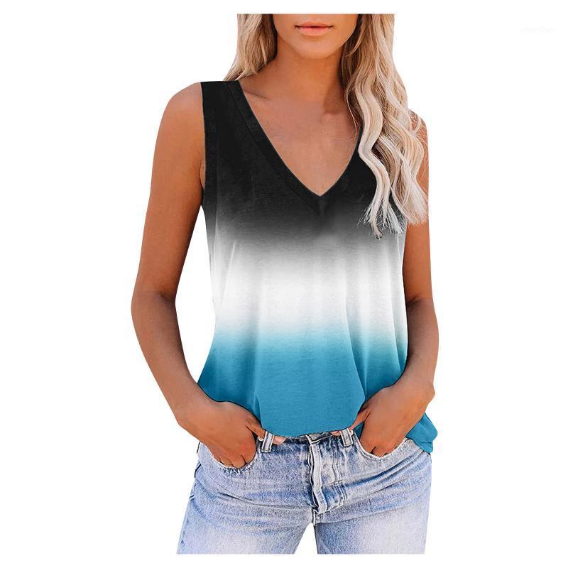 

Women' Blouses & Shirts Women Sleeveless V Neck Workout Tops Printed Running Casual Athletic T, Gn