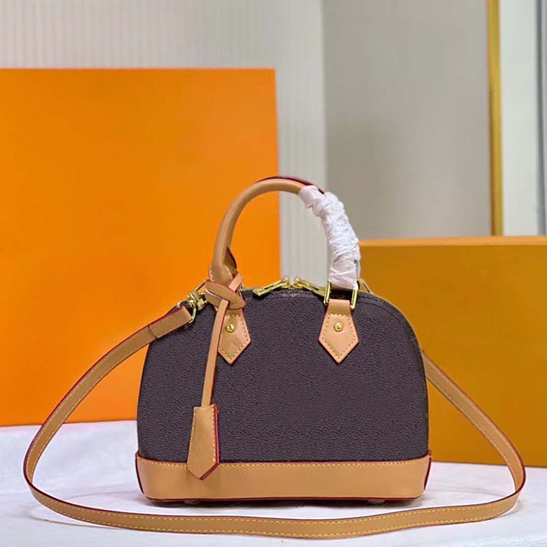 

Designer shoulder bag high quality monogram pattern shell bags fashion ladies messenger bag alma bb womens handbag handbags wallet, Brown checkerboard + black