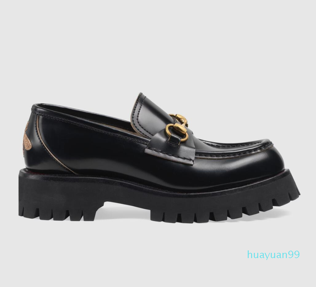 Italy Brands Lug Sole Horsebit Loafer Shoes White Black Calfskin Leather Moccasins Embroidery Walking Dress Wedding Party With Box