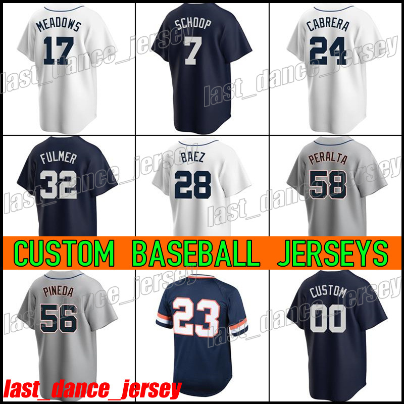 

28 Javier Baez Detroit 2022 Tigers Baseball Jersey Custom 24 Miguel Cabrera Jonathan Schoop 8 Robbie Grossman Niko Goodrum Eric Haase Akil Baddoo Wear Player XC515B, Man custom size m-xxxl