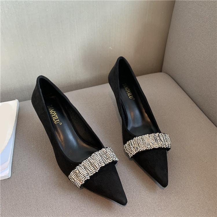

Dress Shoes Heeled Fine 2022 Shallow Mouth Slip On Pumps Sandals Ladies Pointed Wedge Sweet Lace-Up Stiletto Latest Casual Vel