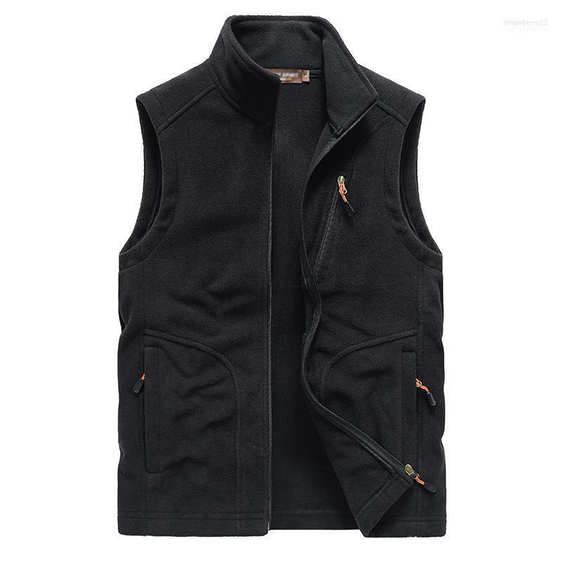 

Men's Vests Autumn And Winter Vest Plus Velvet Warmth Sleeveless Fleece Outdoor Jacket Stra22, Black