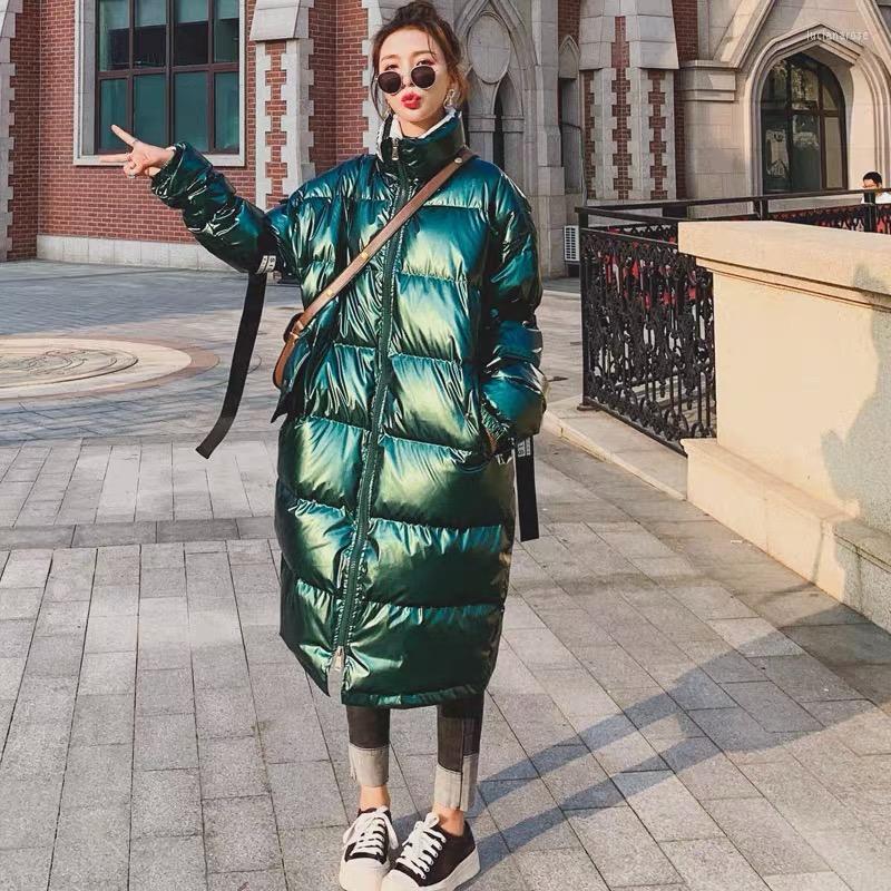 

Women' Down & Parkas Winter Wear Stand-Up Collar Fashion Trendy Knee-Length Bright Cotton Coat Loose Thick High-Quality Jacket Female DDLL2, Photo color