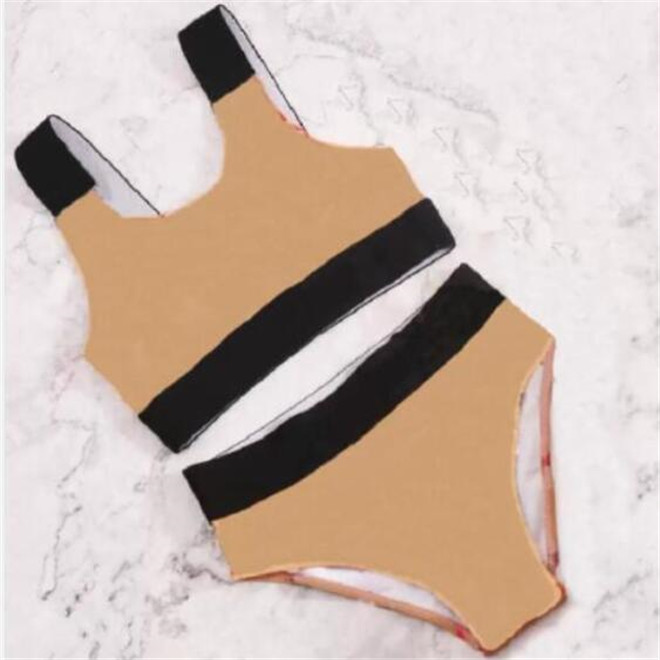 

Kids Girl Swimwear Two-pieces Sets Designer Swimsuits Summer Children Bikinis Girls Fashion Letter Printed Swim Suit, Khaki