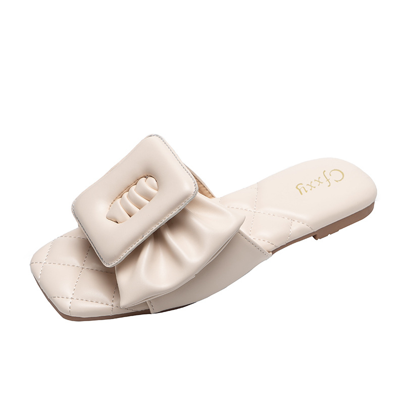 

White color French square shoes women's new summer shallow mouth fairy ing gentle flat hollow shoes, Regular