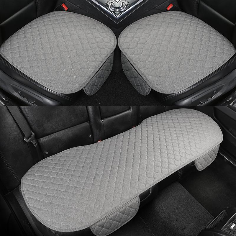

Car Seat Covers Flax Cover Front Rear Linen Fabric Cushion Breathable Protector Mat Pad Fit Most Automotive Interior Truck Suv Van