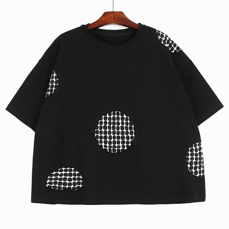 

Women's T-Shirt Women Black Dot Printed Casual Big Size Round Neck Short Sleeve Fashion Tide Spring Summer 2022Women's