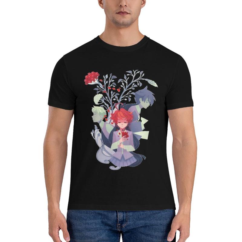 

Men's T-Shirts The Promised Neverland Ray Emma Norman Cute Japanese Cartoon Cotton Trendy T-Shirt Crewneck Casual Tops Men Top TeesMen's