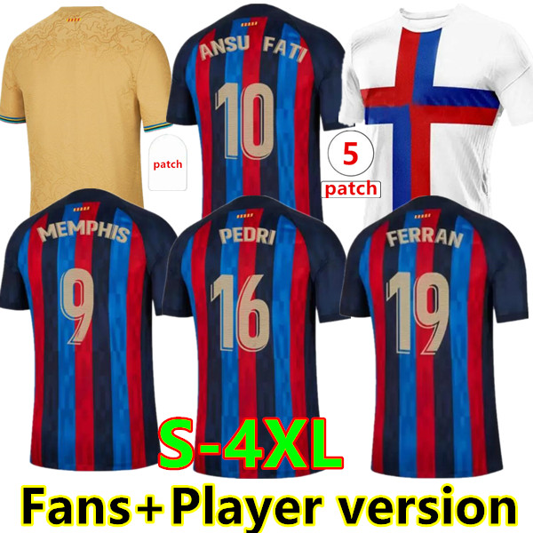 

S-4XL ANSU FATI Camisetas de football soccer jersey 22 23 MEMPHIS PEDRI Kun Aguero ADAMA FERRAN 2022 away barcelona GRIEZMANN F. DE JONG DEST fans player version shirt, 22/23 home player
