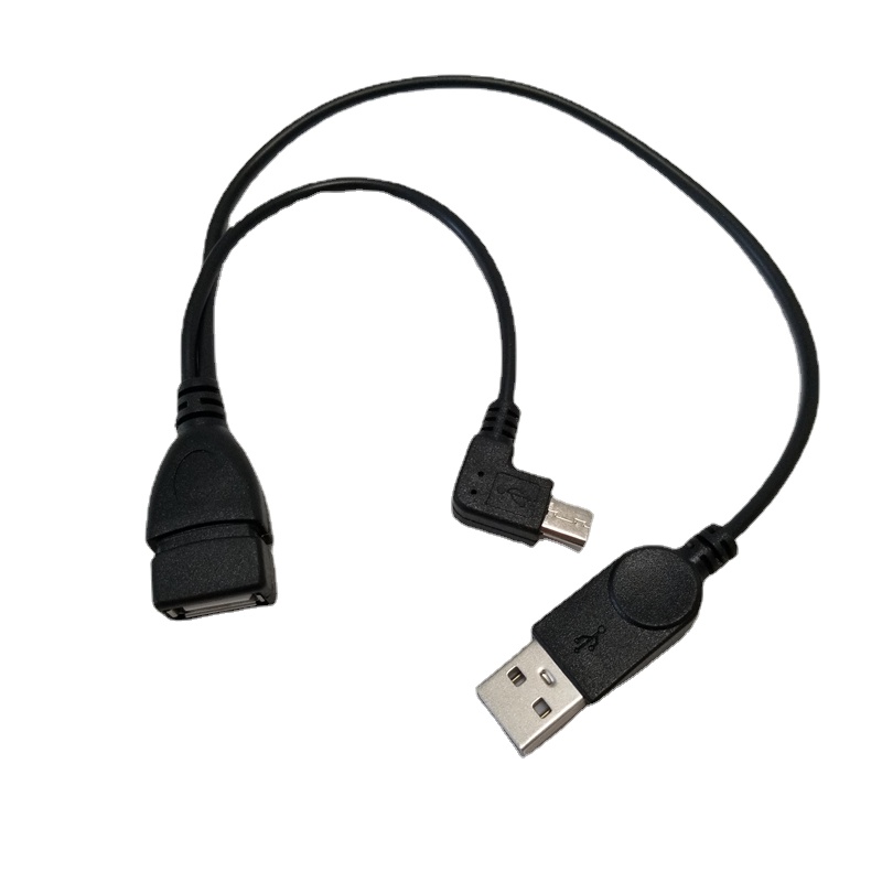 90 Degree Right Angled Micro USB Male Host OTG Cable W/ Power Cable for Tablet Cellphone and External Hard Drive-image-766780669