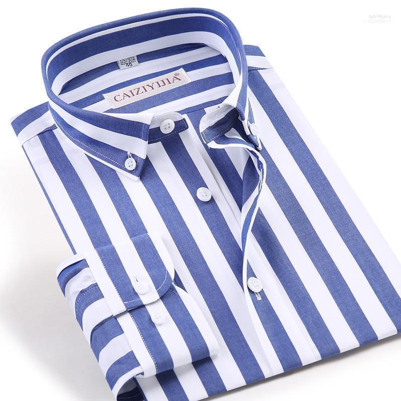 

Men's Long Sleeve Standard-fit Blue/white Striped Dress Shirt Wrinkle-Free Casual Button Down Cotton Easy-care Shirts1 Sybi22, Blue white stripes