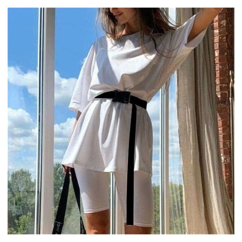 

Women' Tracksuits 2022 Casual Solid Outfits Two Piece Suit With Belt Home Loose Sports Fashion Leisure Bicycle, Black
