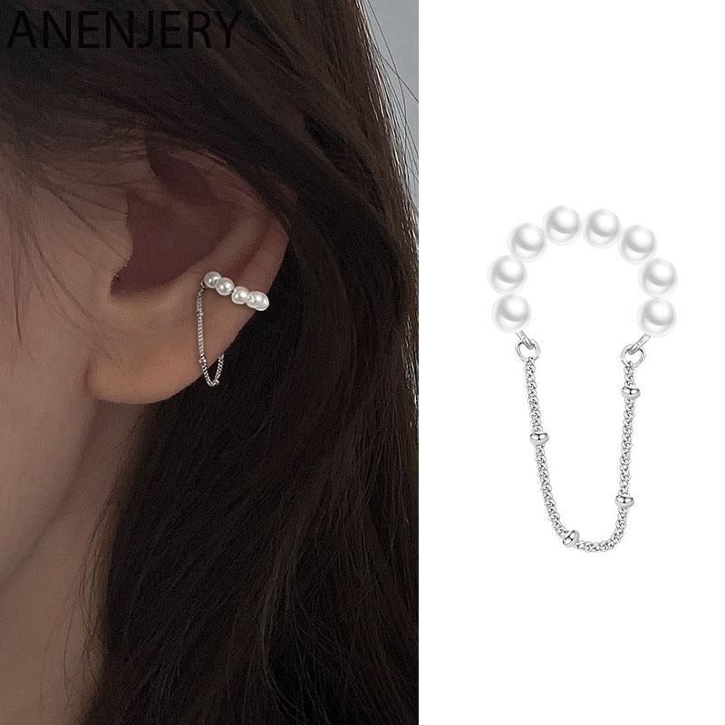 

Clip-on & Screw Back Silver Color Clip On Earrings For Women Pearl Tassel Chain Earcuff Birthday Gift Jewelry WholesaleClip-on