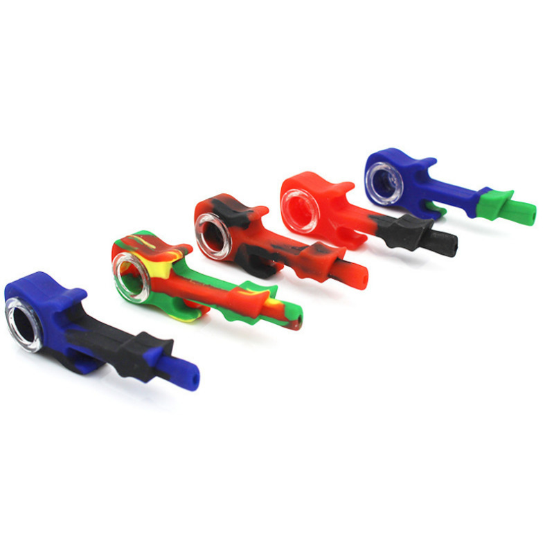 

4.3 inches Silicone Gitar design Smoking Pipe Hand Pipes with glass bowl