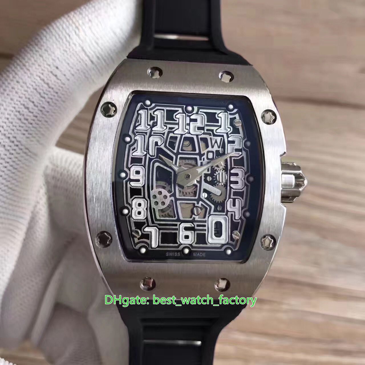

8 Style Top Quality Watches 38mm x 48mm RM67-01Ti Extra Flat Skeleton 18k Rose Gold Sapphire Glass Transparent Mechanical Automatic Mens Watch Men's Wristwatches