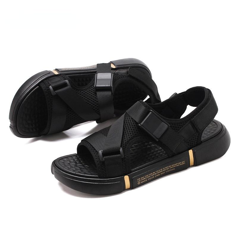 

Sandals Outdoor Breathable Footwear Comfort Slip On Plus Size Open Shoes Casual Men Summer Sandal Mens PVC Sandalias, Black 295