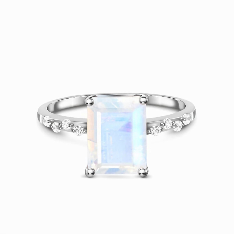 

S925 Trendy Claws Design Moonstone Engagement Rings For Women Female Wedding Jewelry Gift Fashion Woman Girl Rings