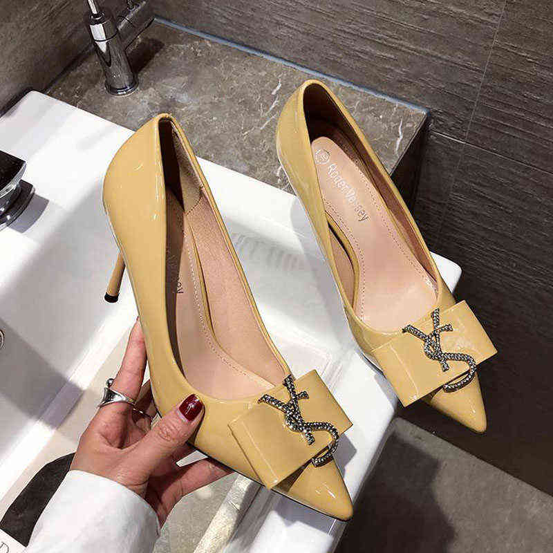 

Fashion Designer Soft PU Leather Stiletto Luxury High Heels Women YS metal tip Women's High Heel Sandals Party Wedding Shoes G220520, Black(6cm)