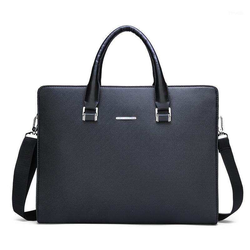 

Men's Business Handbags For Male Travel Portable Horizontal Briefcase Pu Leather Shoulder Diagonal Computer Bag Maletines Briefcases, Black