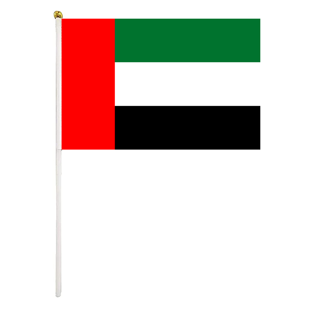 

United Arab Emirates Hand Waving Flag 14X21CM Premium Polyester Mini World Country Flag Banner With Plastic Flagpole