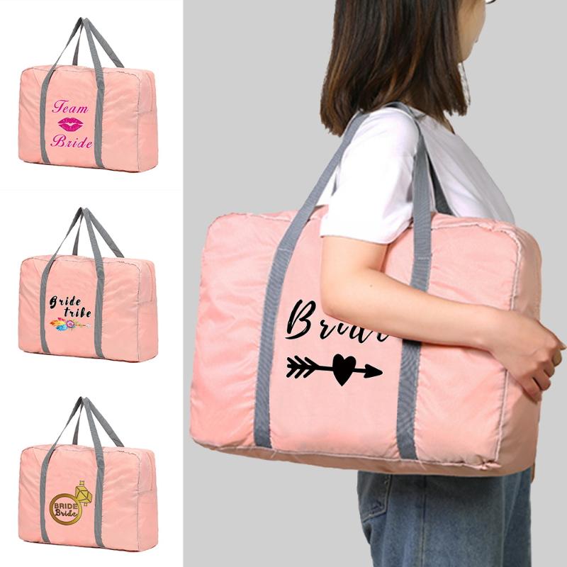 

Duffel Bags Unisex Large Capacity Travel Bag Folding Nylon Waterproof Handbags For Women Hand Luggage Tote Clothes StorageDuffel, Pink